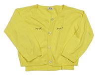 Žlutý propínací crop svetr s řasami 