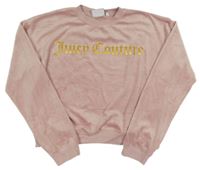 Světlerůžová plyšová crop mikina s logem Juicy Couture 