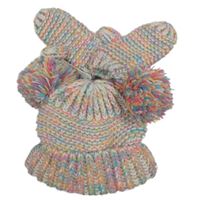 Nové - 2Set - Barevná melírovaná pletená čepice s bambulemi + palcové rukavice Next