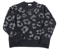 Černo-stříbrný vzorovaný chlupatý svetr Next