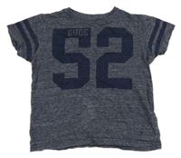 Tmavomodré melírované tričko s číslem a pruhy a nápisem Next