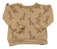 Hnědá oversize mikina se žirafami a volánky George