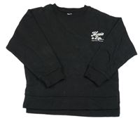 Černá mikina s nápisy a gramofonovými deskami ZEEMAN