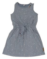 Modro-bílé pruhované melírované šaty s kytičkami Topolino