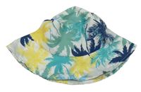 Bílo-pestrý šusťákový klobouk s palmami