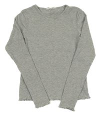 Šedé melírované žebrované triko MANGO