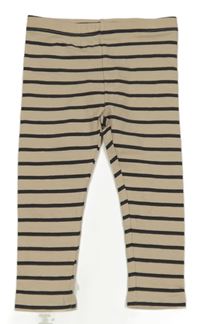 Světlebéžovo-černé pruhované legíny F&F