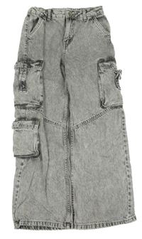 Šedé plísňové cargo wide leg rifle Denim Co.
