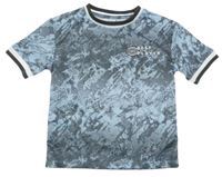 Světlemodro-šedé army sportovní tričko s nápisy Tu