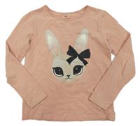 Pudrové triko s králíčkem H&M