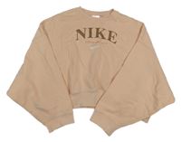 Pudrová oversize crop mikina s logem Nike