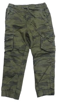 Khaki army plátěné cargo cuff kalhoty Tu