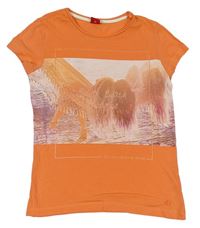 Oranžové tričko s potiskem S. Oliver