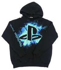 Černá mikina s logem Play Station a kapucí zn. H&M