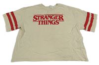 Béžové crop tričko s nápisem - Stranger Things zn. H&M