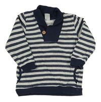 Tmavomodro-šedá pruhovaná mikina s límečkem H&M
