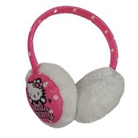 Tmavorůžovo-bílé klapky na uši s Hello Kitty