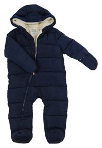 Tmavomodrá šusťáková zimní kombinéza s kapucí F&F