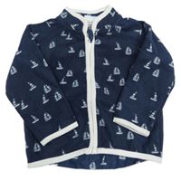 Tmavomodrá fleecová propínací mikina s loďkami Topomini