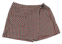 Vínovo-černo-růžové kostkované sukňové kraťasy Zara