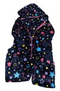 Tmavomodrá chlupatá kombinéza s hvězdami a kapucí ThreadGirls