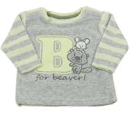 Šedo-zelenkavé sametové triko s bobrem a myškou Ergee