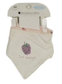 Nové - 2x slinták - bílý s ostružinou + růžový květovaný Primark