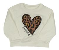 Smetanová mikina se vzorovaným srdcem Shein