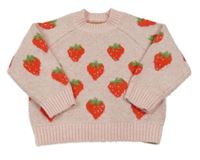 Růžový svetr s jahodami Matalan