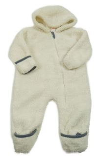 Smetanová chlupatá kombinéza s kapucí Pusblu