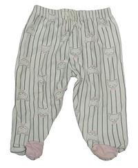 Smetanovo-tmvaošedé pruhované polodupky s kočkami