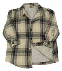 Béžovo-černá kostkovaná zateplená košilová bunda Little Kids