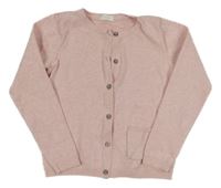 Růžový melírovaný propínací svetr Next