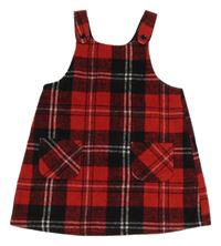 Červeno-černo-bílé kostkované vlněné šaty Matalan