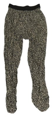 Béžovo-černé lehké kalhoty s leopardím vzorem Yd.