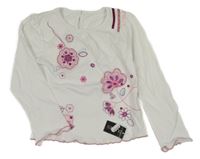 Nové - Bílé triko s květinami s flitry St. Bernard