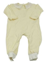 Světležlutý puntíkatý žebrovaný overal s límečkem s madeirou Next