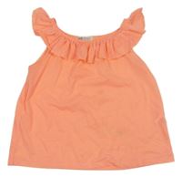 Neonově oranžové tričko s volánem H&M