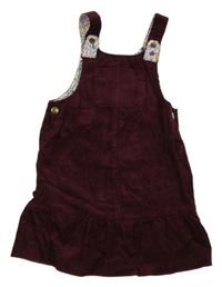 Vínové manšestrové laclové šaty Nutmeg