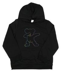 Černá lehká mikina s medvědem a kapucí Shein