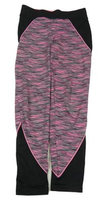 Růžovo-šedo-černé melírované sportovní legíny Ergeenomixx