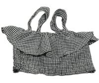 Černo-bílý kostkovaný crop top s volánem Zara