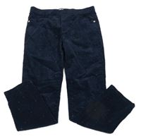 Tmavomodré puntíkaté manšestrové elastické kalhoty Okaidi