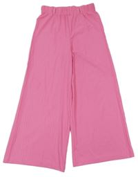 Neonově růžové žebrované lehké culottes kalhoty Page One Young