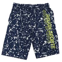 Tmavomodré vzorované sportovní kraťasy s nápisem Ergeenomixx