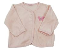 Světlerůžová sametová lehká propínací mikina s motýlem