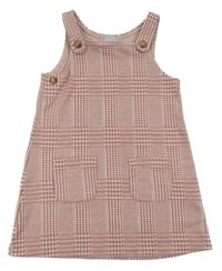 Starorůžovo-šedé kostkované laclové šaty Primark