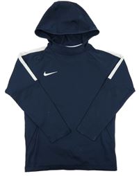Tmavomodrá sportovní funkční mikina s logem a kapucí Nike