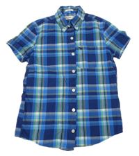 Tmavomodro-zeleno-žlutá kostkovaná košile Abercrombie&Fitch