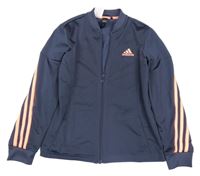 Tmavomodrá sportovní propínací mikina s logem Adidas